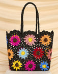 CROCHET FLOWER BASKET TOTE