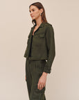 *COMING SOON* CROPPED UTILITY JACKET WITH FRAY HEM