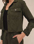 *COMING SOON* CROPPED UTILITY JACKET WITH FRAY HEM
