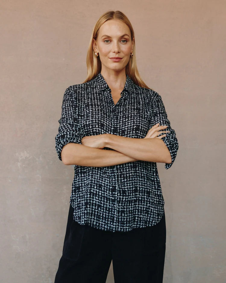 GRID PRINT CLEAN FRONT HIPSTER SHIRT