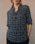 GRID PRINT CLEAN FRONT HIPSTER SHIRT