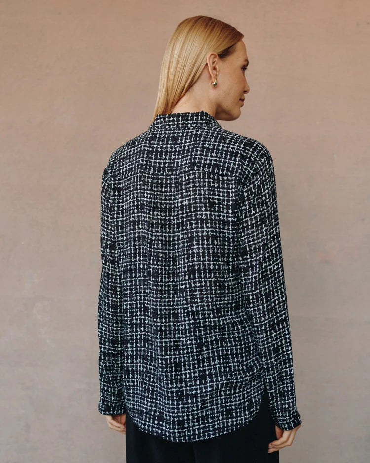 GRID PRINT CLEAN FRONT HIPSTER SHIRT