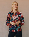 BLURRED FLORAL MANDARIN COLLAR SHIRT