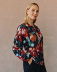 BLURRED FLORAL MANDARIN COLLAR SHIRT