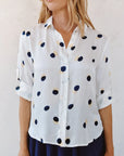 SPRING DOTS CLEAN SPLIT BACK BUTTON DOWN SHIRT