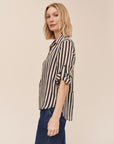*COMING SOON* STRIPE SPLIT BACK BUTTON DOWN SHIRT