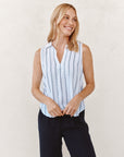 BLACK AND WHITE SHADOW STRIPE SLEEVELESS PULLOVER SHIRT