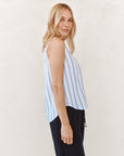 BLACK AND WHITE SHADOW STRIPE SLEEVELESS PULLOVER SHIRT