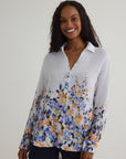 BORDER FLORAL BOYFRIEND BUTTON DOWN SHIRT