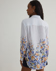 BORDER FLORAL BOYFRIEND BUTTON DOWN SHIRT