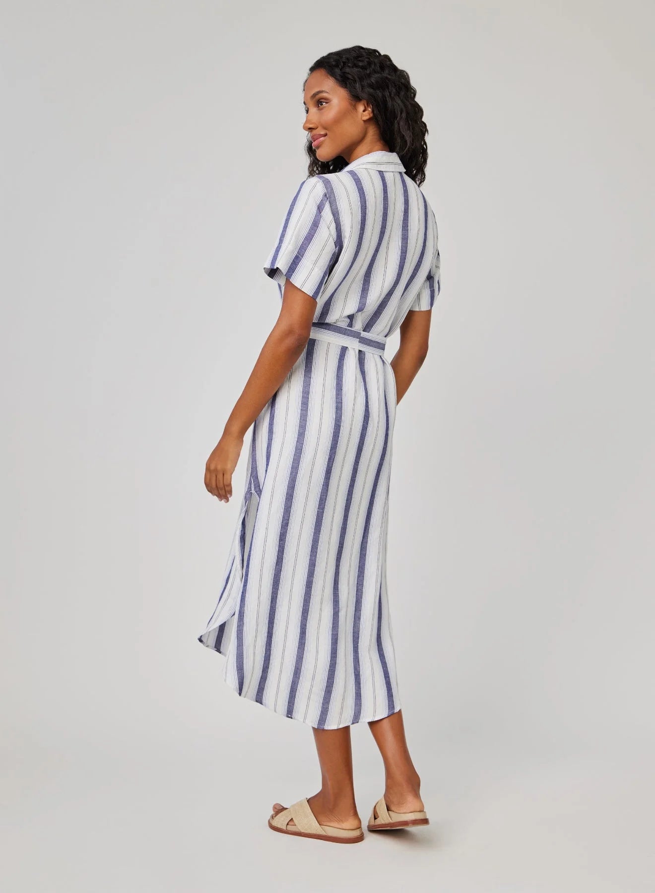 COASTAL OMBRE STRIPE ROUND HEM MAXI SKIRT DRESS