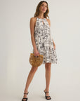 AMALI SKETCH HALTER KEYHOLE MINI DRESS