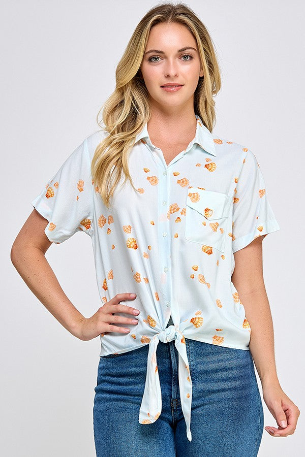 SHELL PRINT SHORT SLEEVE SHIRT