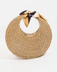 STRAW CRESCENT BAG WITH BOW