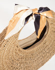 STRAW CRESCENT BAG WITH BOW