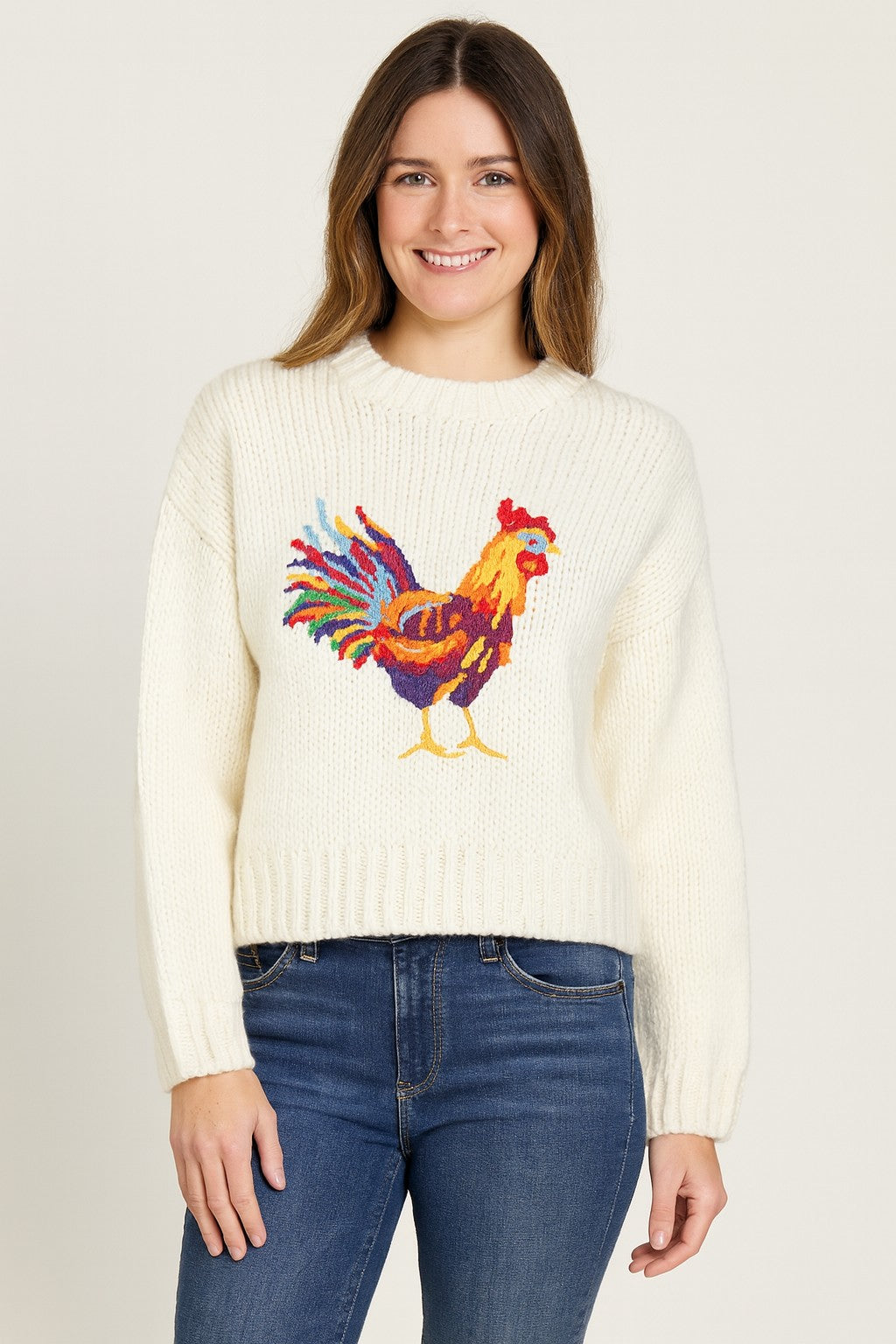 EMBROIDERED ROOSTER SWEATER