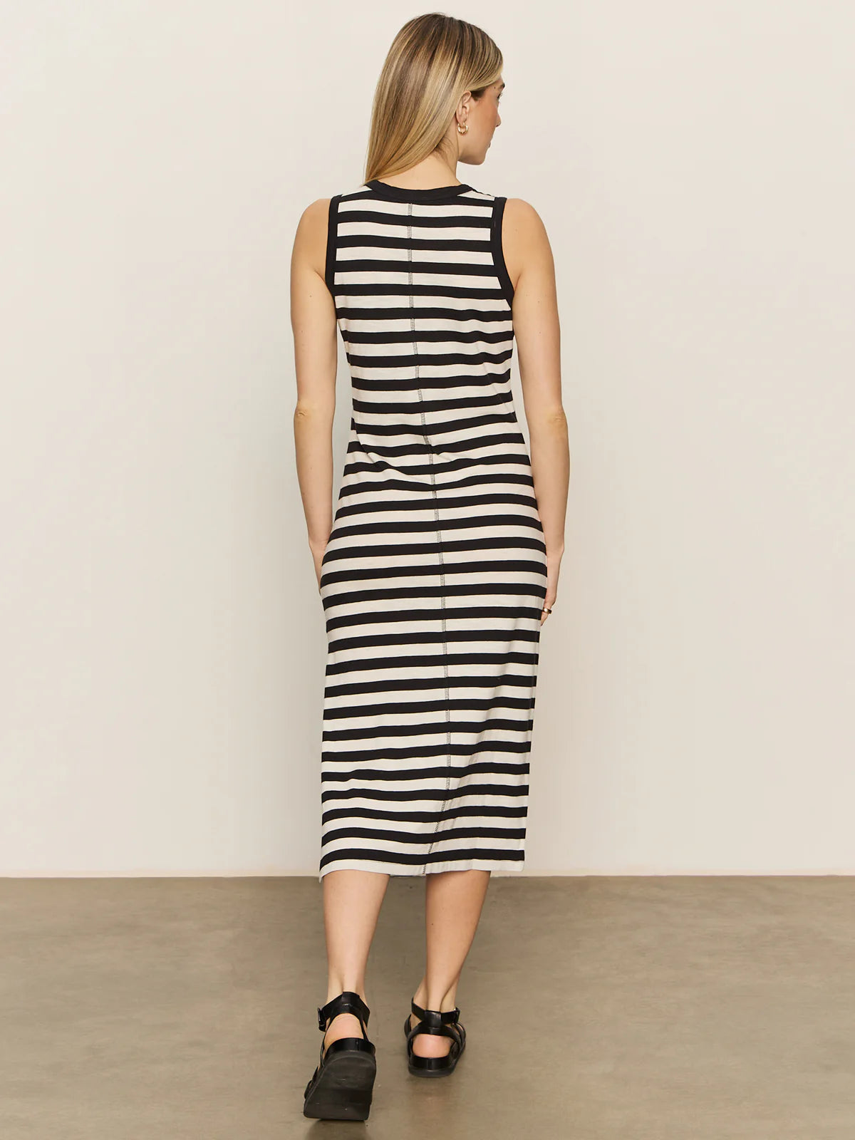 CONTRAST TRIM STRIPED MAXI DRESS