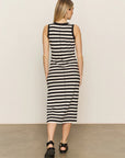 CONTRAST TRIM STRIPED MAXI DRESS