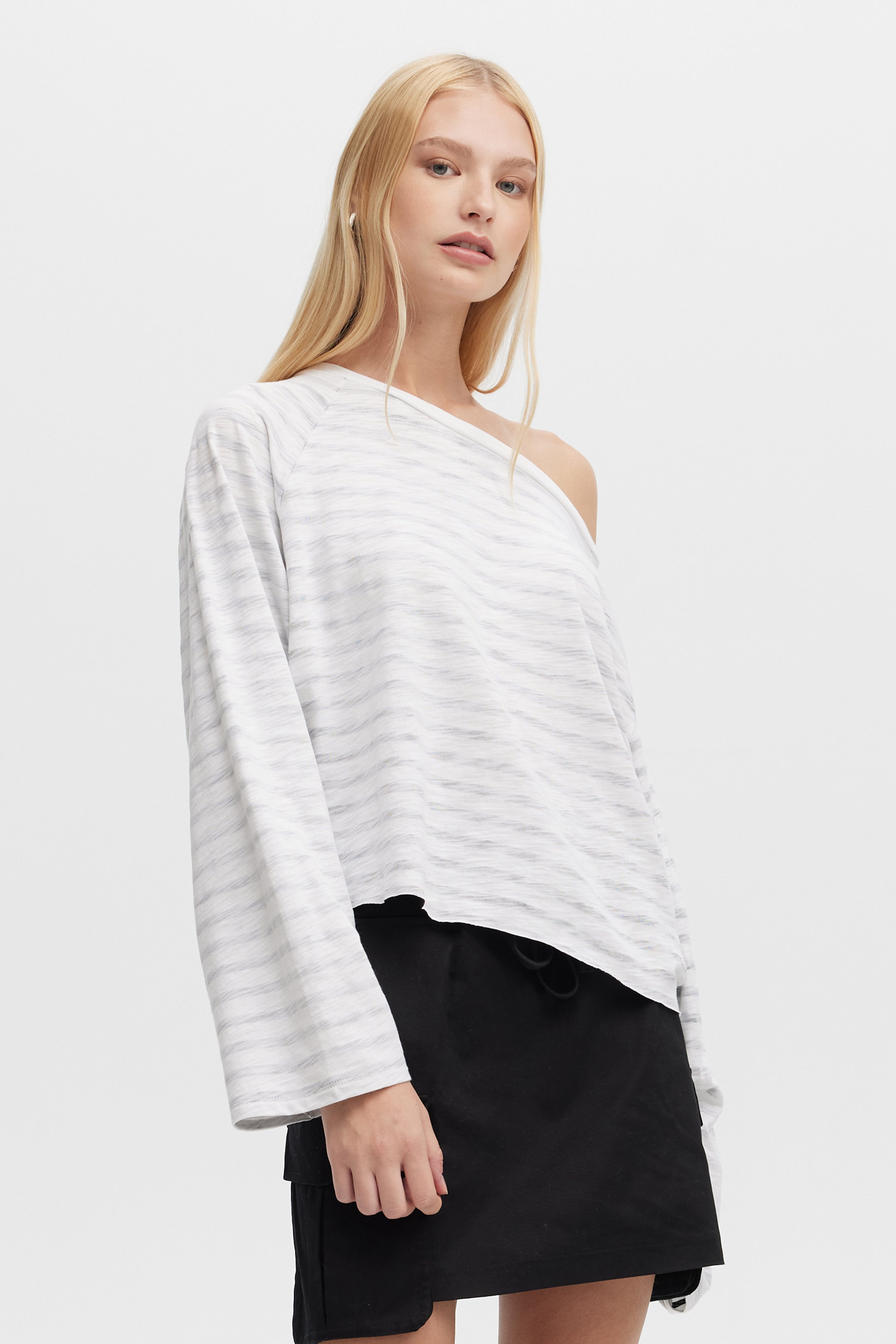 ANITA STRIPED BOATNECK LONG SLEEVE TEE