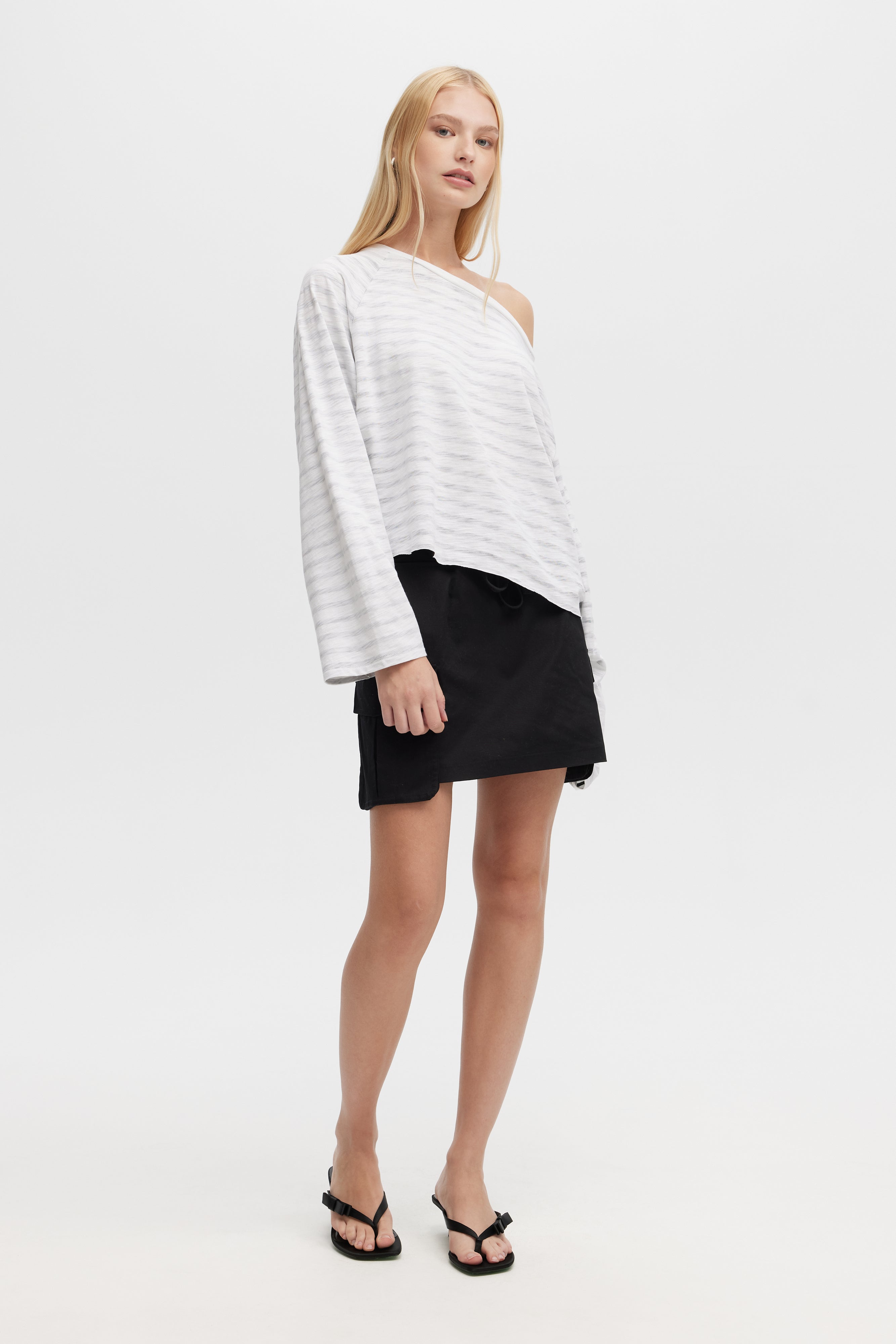 ANITA STRIPED BOATNECK LONG SLEEVE TEE