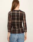 PLAID MESH 3/4 SLEEVE TOP