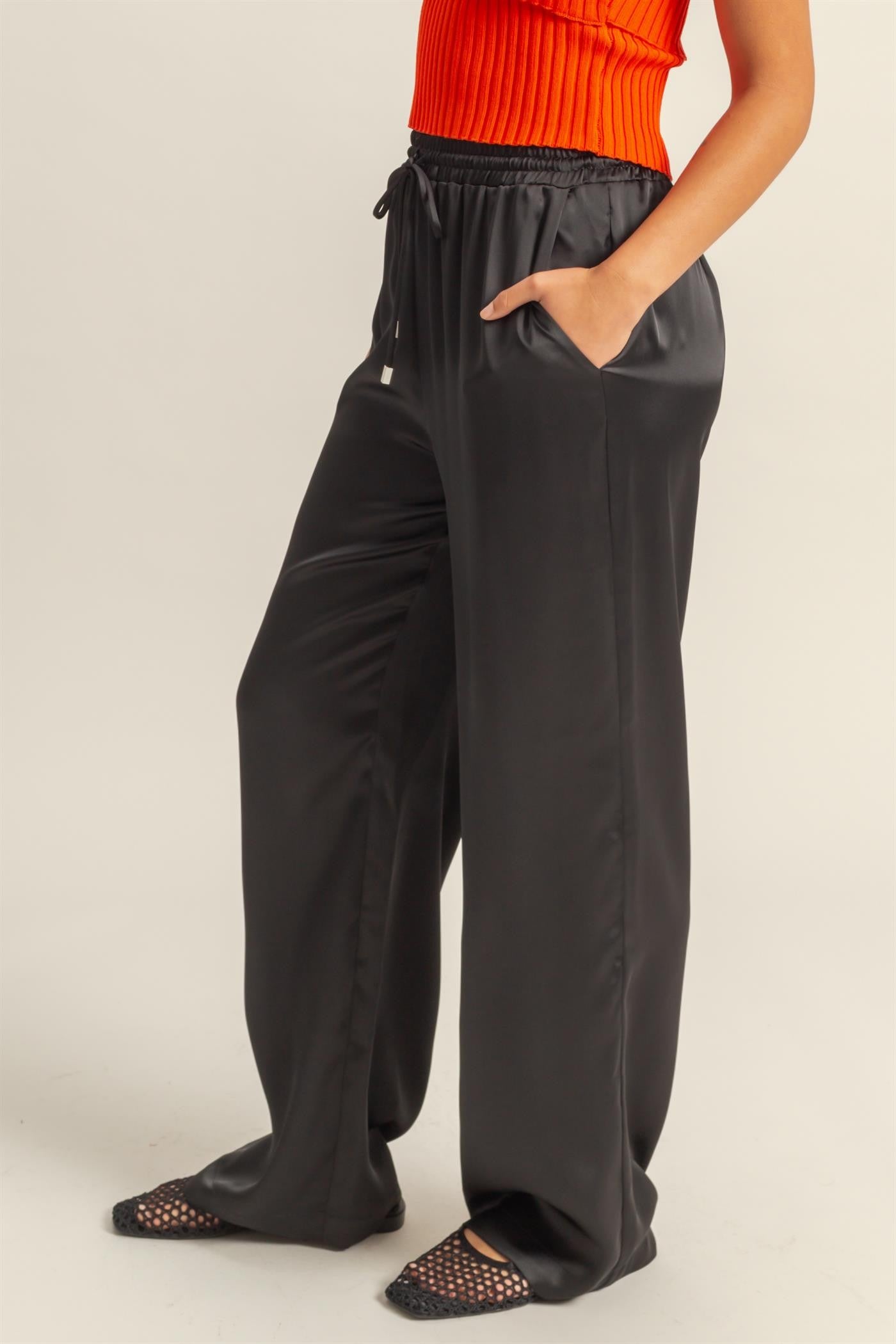 SATIN DRAWSTRING PANTS