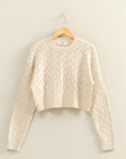 POINTELLE CABLE KNIT SWEATER