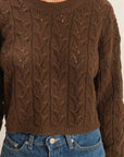 POINTELLE CABLE KNIT SWEATER