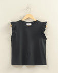RUFFLE CAP SLEEVE TEE