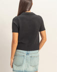 TIE FRONT SHORT SLEEVE SWEATER