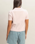 TIE FRONT SHORT SLEEVE SWEATER