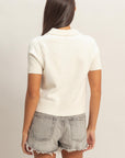 TIE FRONT SHORT SLEEVE SWEATER