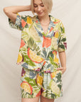 TROPICAL CITRUS NOTCH COLLAR SHORT SLEEVE SHIRT