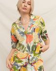 TROPICAL CITRUS NOTCH COLLAR SHORT SLEEVE SHIRT