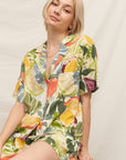 TROPICAL CITRUS NOTCH COLLAR SHORT SLEEVE SHIRT