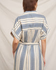 STRIPE BELTED SHIRT DRESS