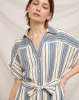 STRIPE BELTED SHIRT DRESS
