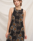 FLORAL EMBROIDERED SLEEVELESS MINI DRESS
