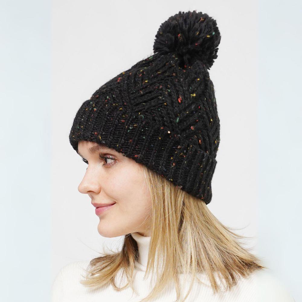 FLECKED CABLE KNIT TOQUE