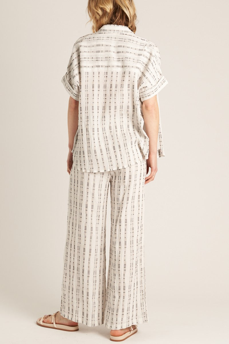 DASHED VERTICAL STRIPE WIDE LEG PANT