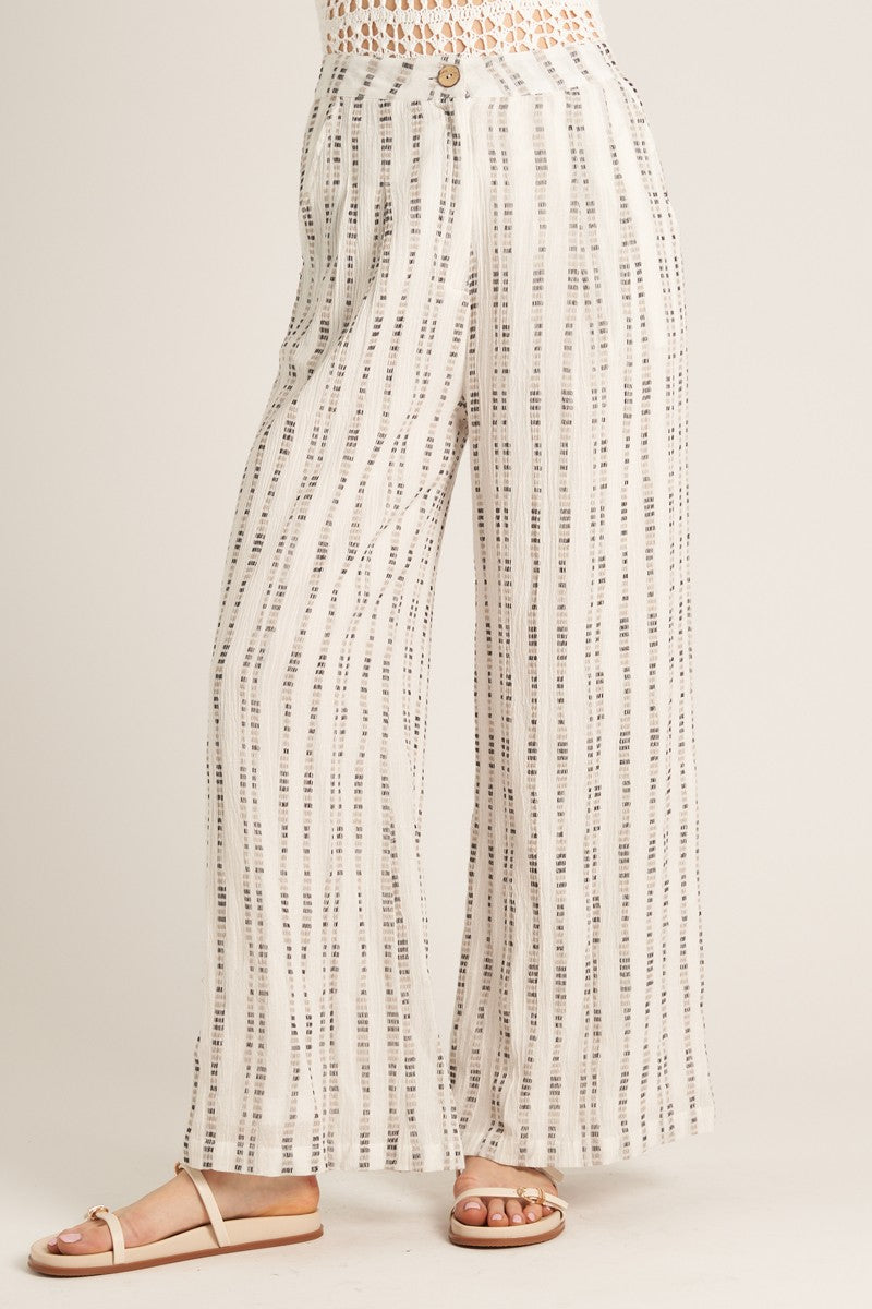 DASHED VERTICAL STRIPE WIDE LEG PANT