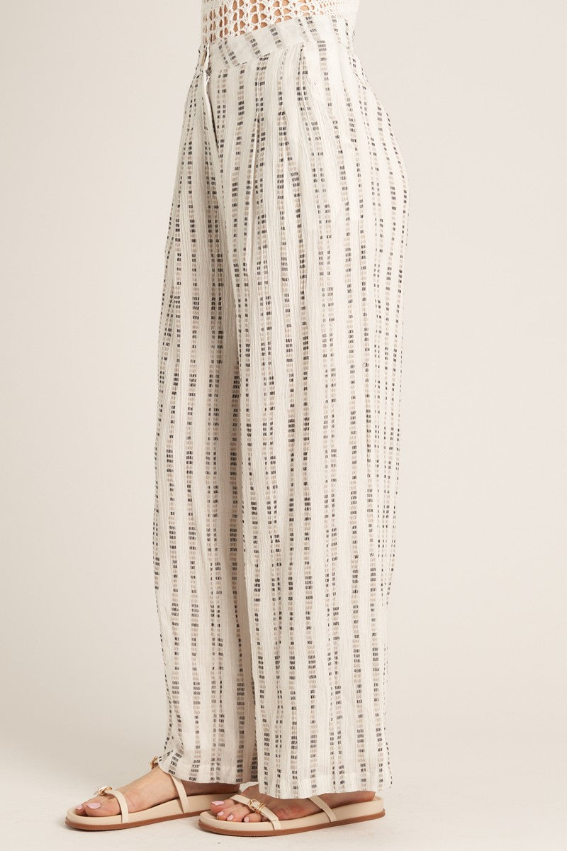 DASHED VERTICAL STRIPE WIDE LEG PANT