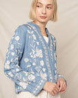 FLORAL EMBROIDERED DENIM SHIRT