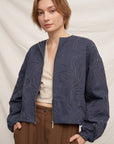 FLORAL EMBROIDERED BOMBER JACKET