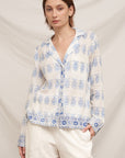 EMBROIDERED ACCENT DAMASK LONG SLEEVE SHIRT