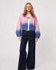 REECE GRADATED COLOUR BLOCK OPEN CARDIGAN