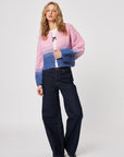 REECE GRADATED COLOUR BLOCK OPEN CARDIGAN