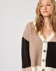 KENNETH MIXED KNIT COLOUR BLOCK CARDI