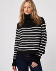 ELI MIME STRIPE TURTLE NECK SWEATER