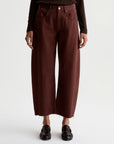 HATTIE CROP HIGH-RISE BARREL IN CHESTNUT